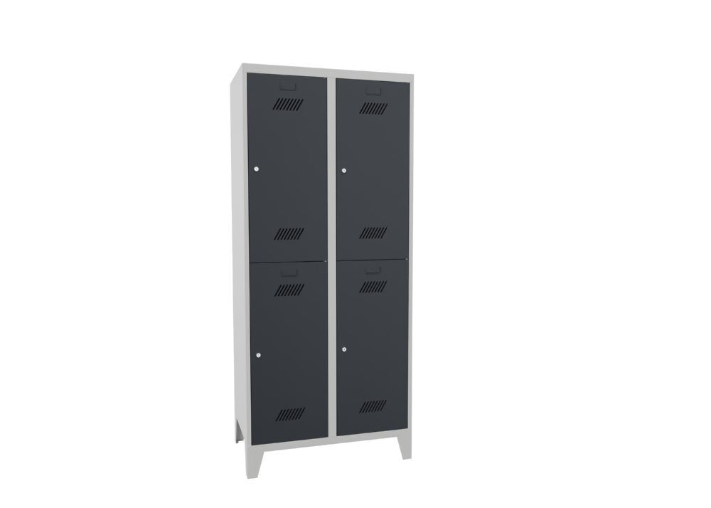 Produktbild PAVOY Garderobenschrank mit Füßen 1850x800x500 mm 4 Fächer RAL 7035/7016
