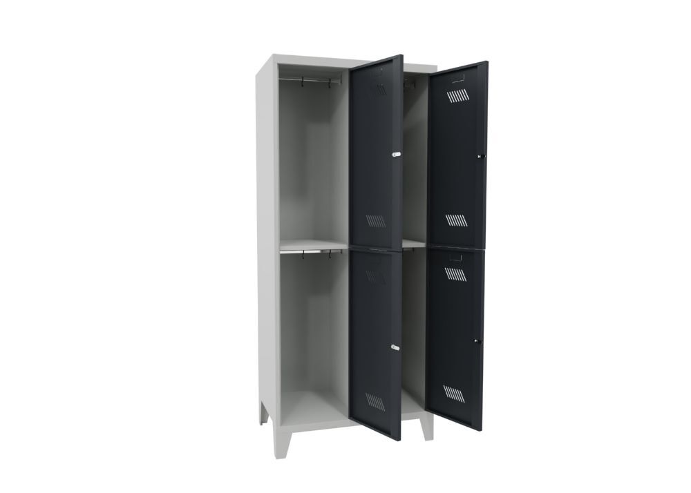 Produktbild Garderobenschrank mit Füßen, 1850x800x500 mm, 4 Fächer, RAL 7035/7016 bild 2