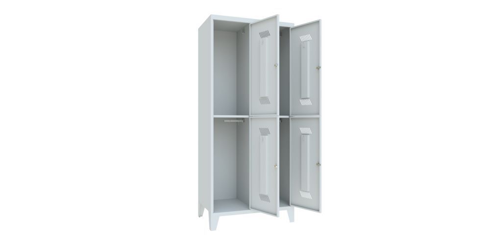 Produktbild Garderobenschrank mit Füßen, 1850x800x500 mm, 4 Fächer, RAL 7035 bild 2