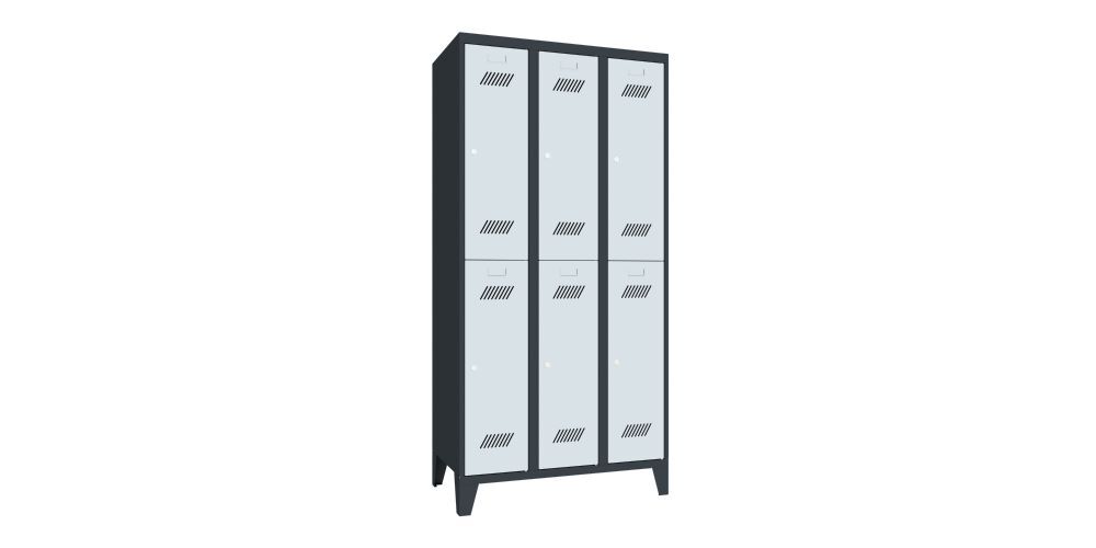 Produktbild PAVOY Garderobenschrank mit Füßen 1850x900x500 mm 6 Fächer RAL 7016/7035