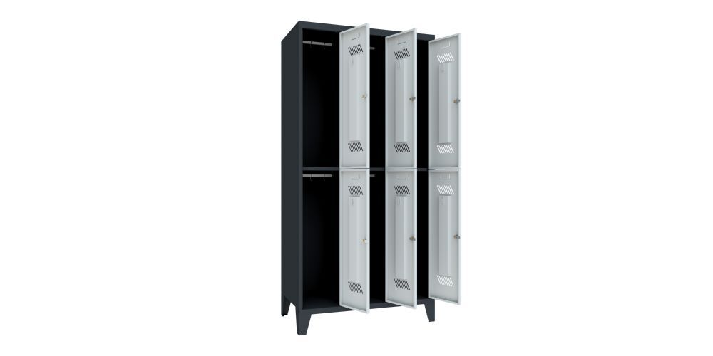 Produktbild Garderobenschrank mit Füßen, 1850x900x500 mm, 6 Fächer, RAL 7016/7035 bild 2