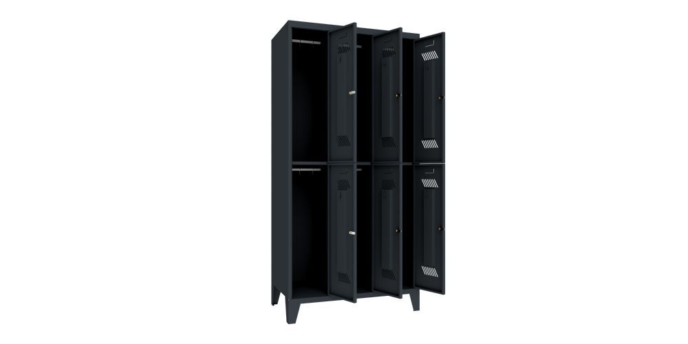 Produktbild Garderobenschrank mit Füßen, 1850x900x500 mm, 6 Fächer, RAL 7016 bild 2