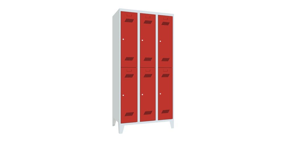 Produktbild PAVOY Garderobenschrank mit Füßen 1850x900x500 mm 6 Fächer RAL 7035/3000