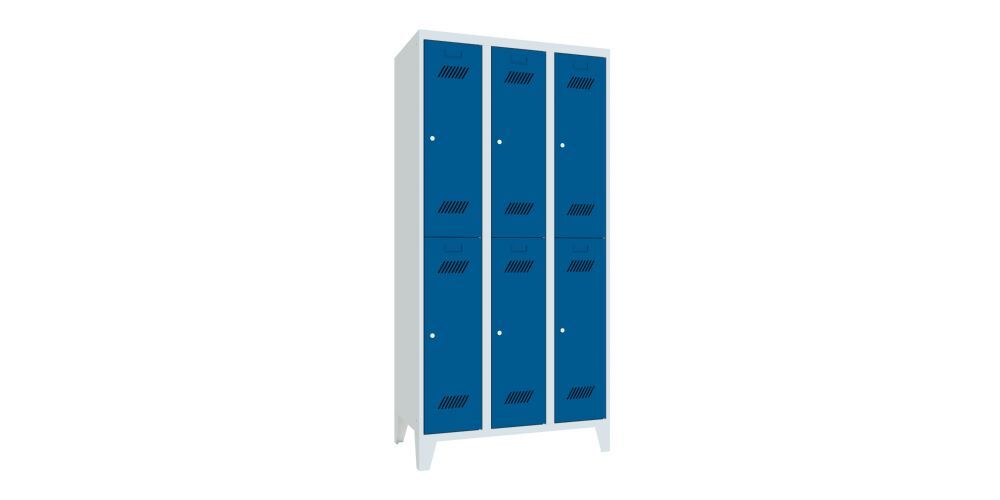 Produktbild PAVOY Garderobenschrank mit Füßen 1850x900x500 mm 6 Fächer RAL 7035/5010