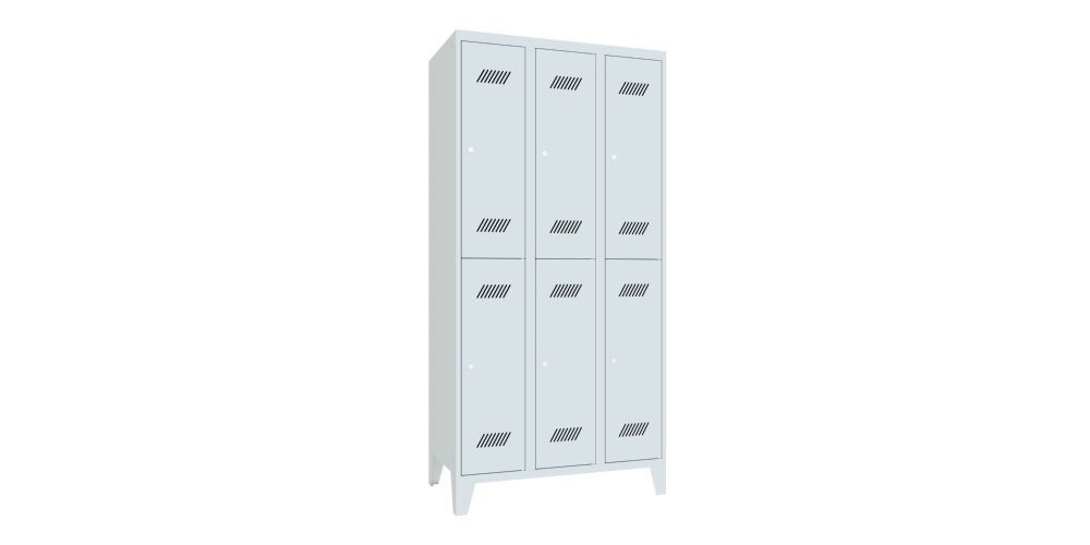Produktbild PAVOY Garderobenschrank mit Füßen 1850x900x500 mm 6 Fächer RAL 7035