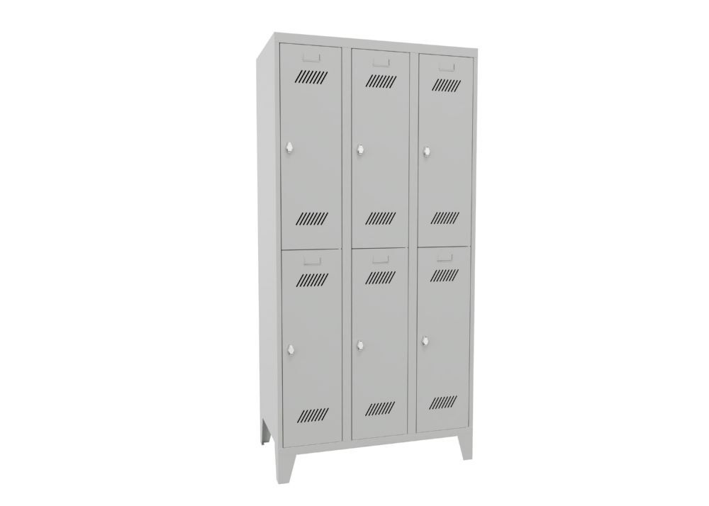 Produktbild PAVOY Garderobenschrank mit Füßen 1850x900x500 mm 6 Fächer RAL 7035