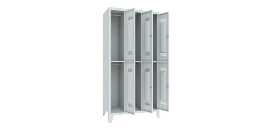 Produktbild Garderobenschrank mit Füßen, 1850x900x500 mm, 6 Fächer, RAL 7035 bild 2