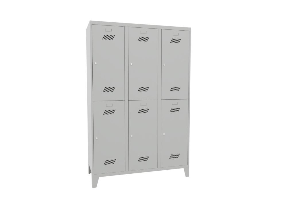 Produktbild PAVOY Garderobenschrank mit Füßen 1850x1200x500 mm 6 Fächer RAL 7035