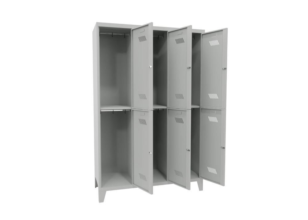 Produktbild Garderobenschrank mit Füßen, 1850x1200x500 mm, 6 Fächer, RAL 7035 bild 2