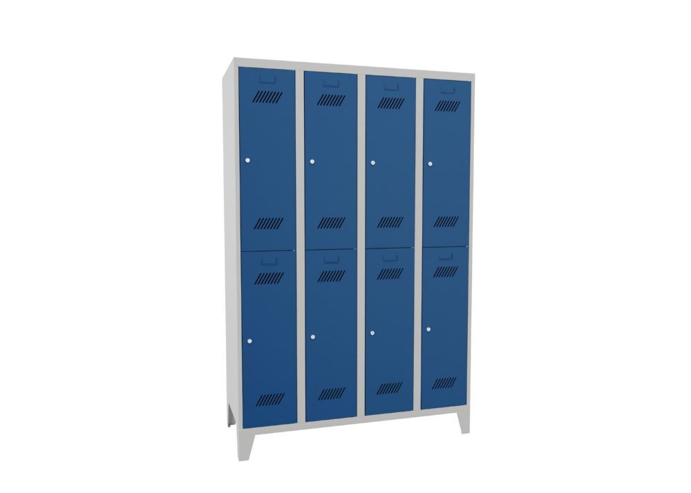 Produktbild Garderobenschrank mit Füßen, 1850x1200x500 mm, 8 Fächer, RAL 7035/5010 bild 2