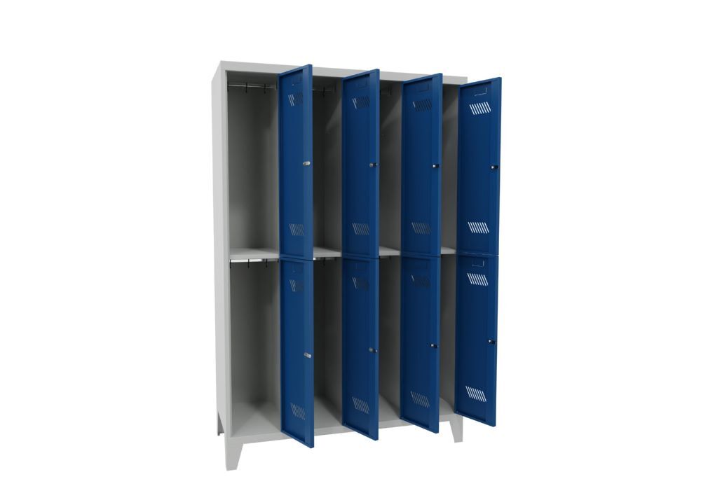 Produktbild PAVOY Garderobenschrank mit Füßen 1850x1200x500 mm 8 Fächer RAL 7035/5010