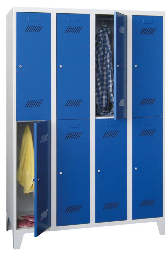 Produktbild Garderobenschrank mit Füßen, 1850x1200x500 mm, 8 Fächer, RAL 7035/5010 bild 3