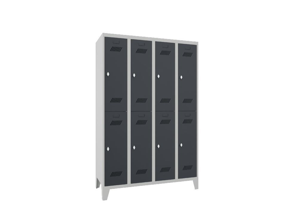 Produktbild PAVOY Garderobenschrank mit Füßen 1850x1200x500 mm 8 Fächer RAL 7035/7016