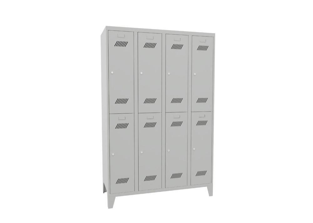 Produktbild PAVOY Garderobenschrank mit Füßen 1850x1200x500 mm 8 Fächer RAL 7035