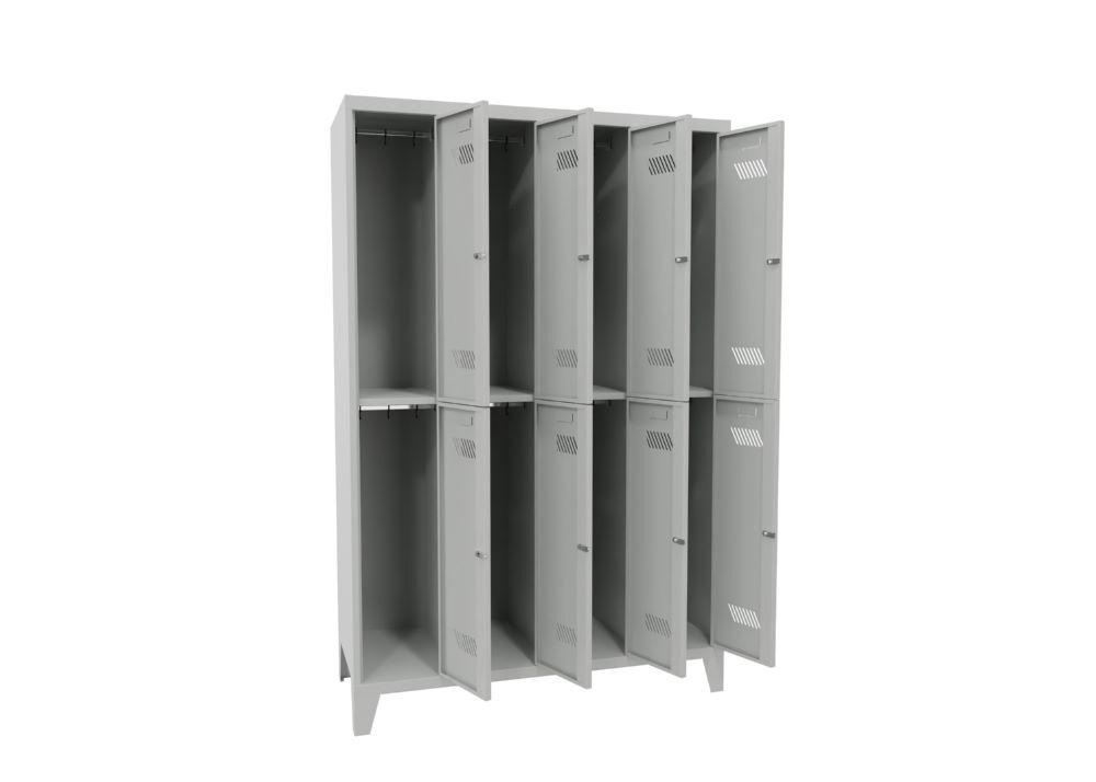 Produktbild Garderobenschrank mit Füßen, 1850x1200x500 mm, 8 Fächer, RAL 7035 bild 2