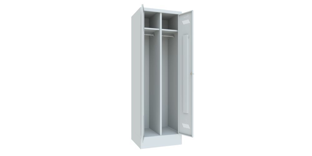 Produktbild Garderobenschrank mit Sockel, 1850x600x500 mm, 2 Abteile, RAL 7035 bild 2