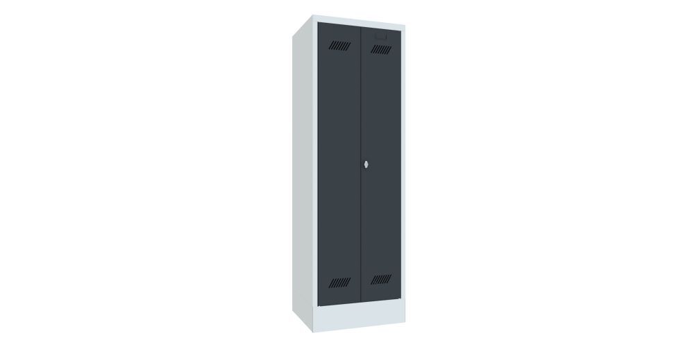 Produktbild PAVOY Garderobenschrank mit Sockel 1850x600x500 mm 2 Abteile RAL 7035/7016