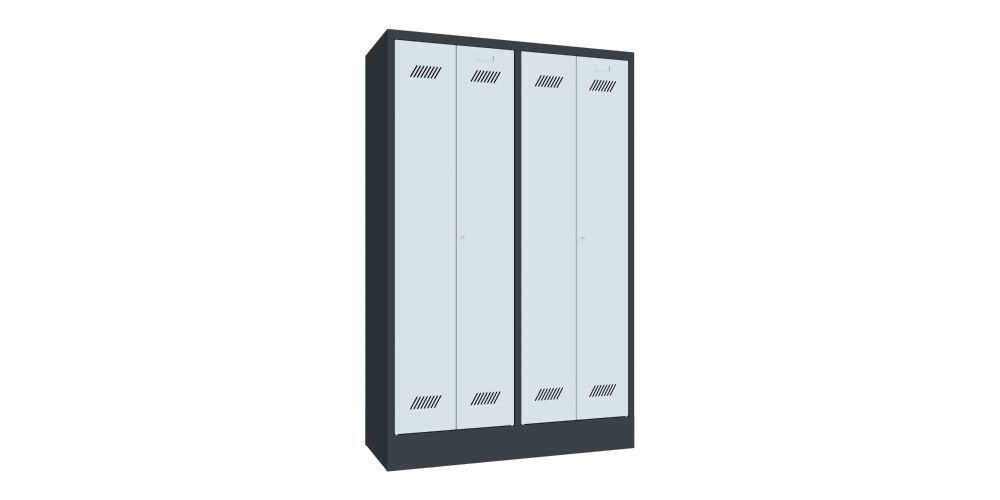 Produktbild PAVOY Garderobenschrank mit Sockel 1850x1170x500 mm 4 Abteile RAL 7016/7035