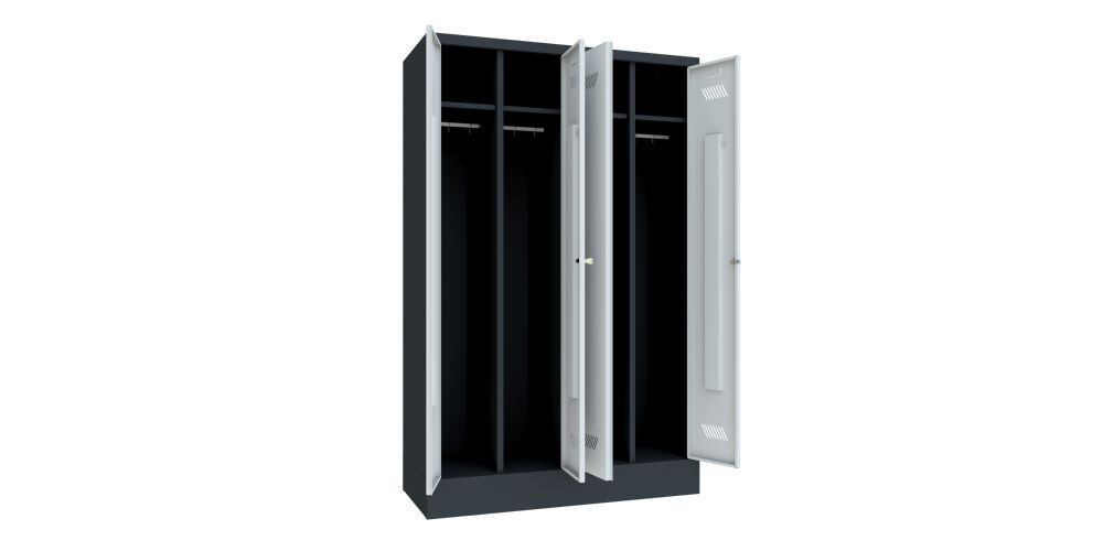 Produktbild Garderobenschrank mit Sockel, 1850x1170x500 mm , 4 Abteile, RAL 7016/7035 bild 2