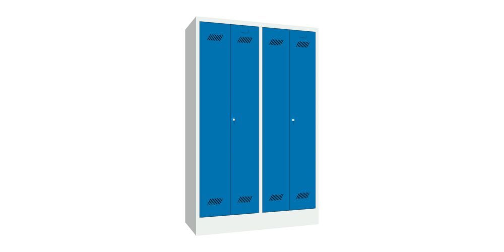 Produktbild PAVOY Garderobenschrank mit Sockel 1850x1170x500 mm 4 Abteile RAL 7035/5010