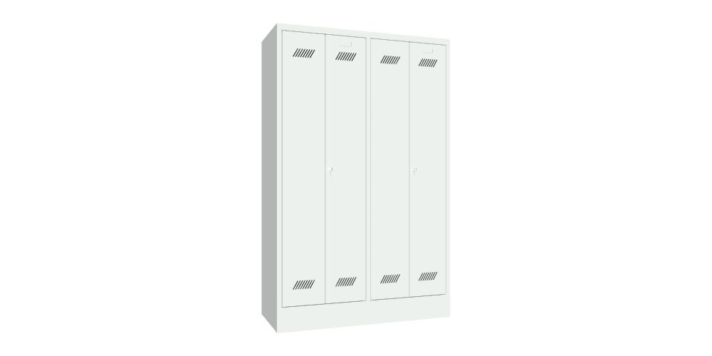 Produktbild PAVOY Garderobenschrank mit Sockel 1850x1170x500 mm 4 Abteile RAL 7035