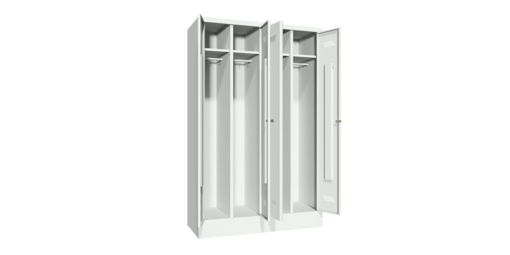 Produktbild Garderobenschrank mit Sockel, 1850x1170x500 mm , 4 Abteile, RAL 7035 bild 2