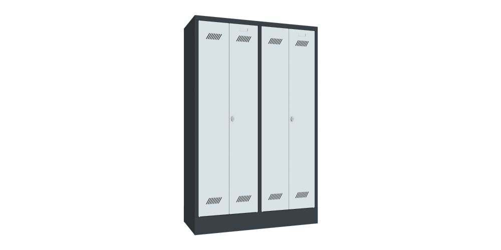 Produktbild PAVOY Garderobenschrank mit Sockel 1850x1170x500 mm 4 Abteile RAL 7016/7035