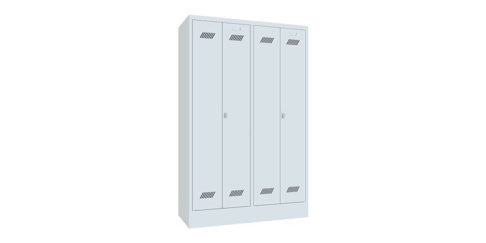 Produktbild PAVOY Garderobenschrank mit Sockel 1850x1170x500 mm 4 Abteile RAL 7035