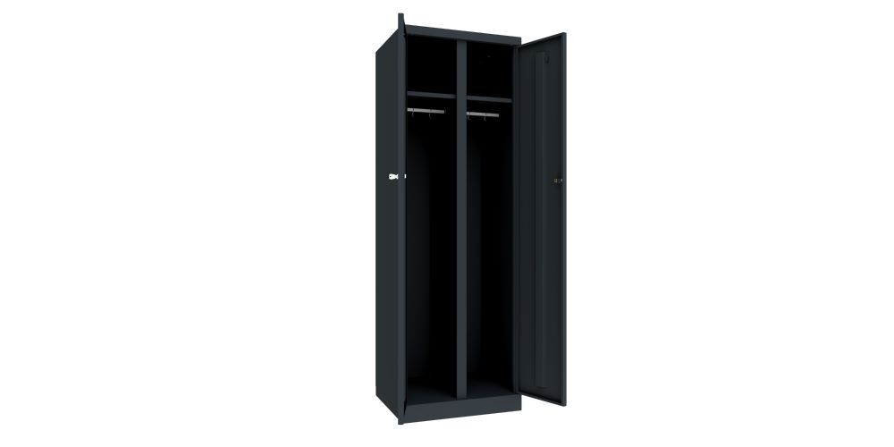 Produktbild Garderobenschrank mit Sockel, 1800x600x500 mm, 2 Abteile, RAL 7016 bild 2