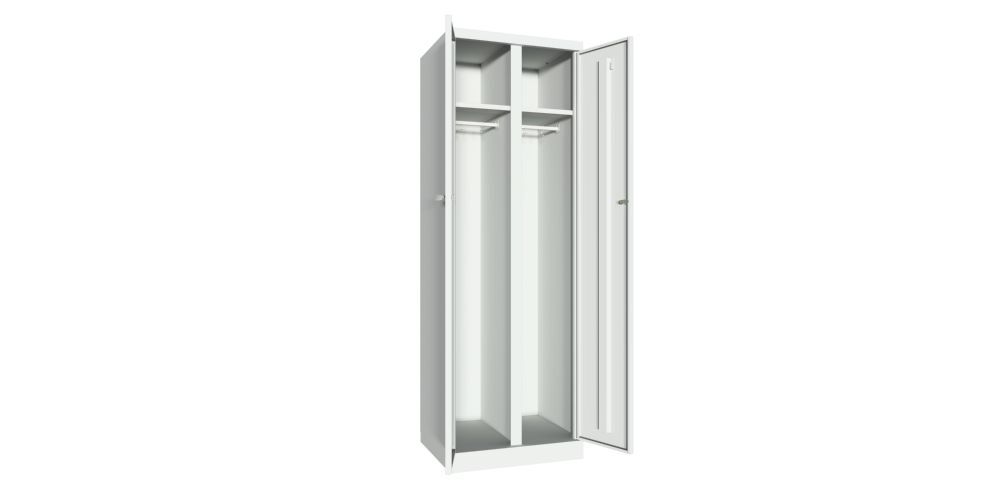 Produktbild Garderobenschrank mit Sockel, 1800x600x500 mm, 2 Abteile, RAL 7035 bild 2