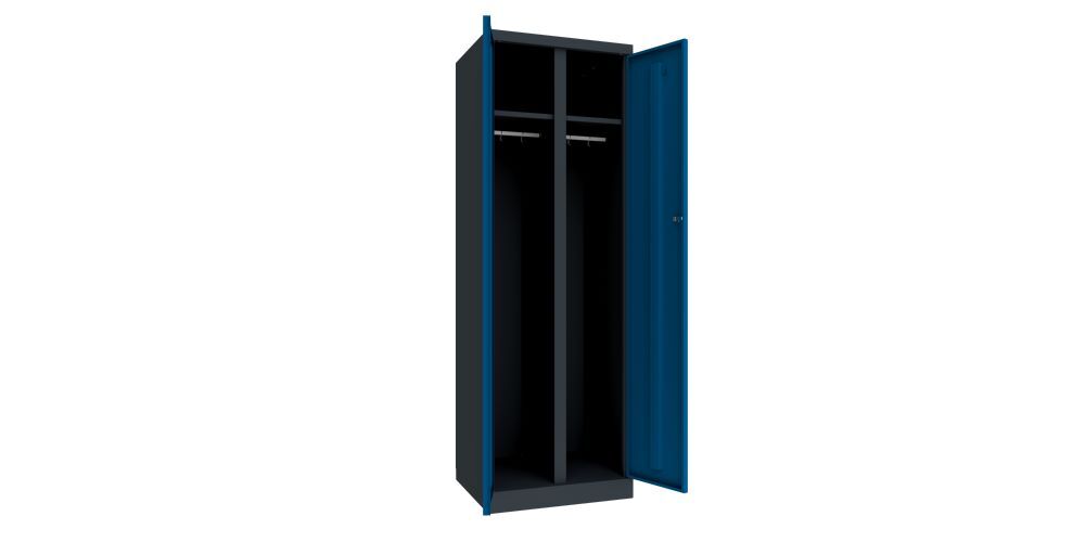 Produktbild Garderobenschrank mit Sockel, 1800x600x500 mm, 2 Abteile, RAL 7016/5010 bild 2