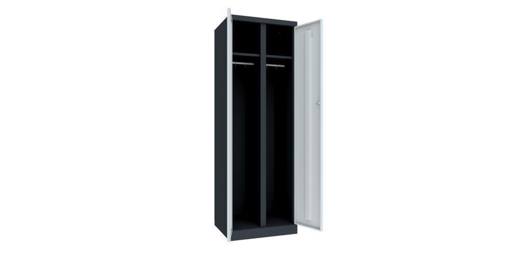 Produktbild Garderobenschrank mit Sockel, 1800x600x500 mm, 2 Abteile, RAL 7016/7035 bild 2