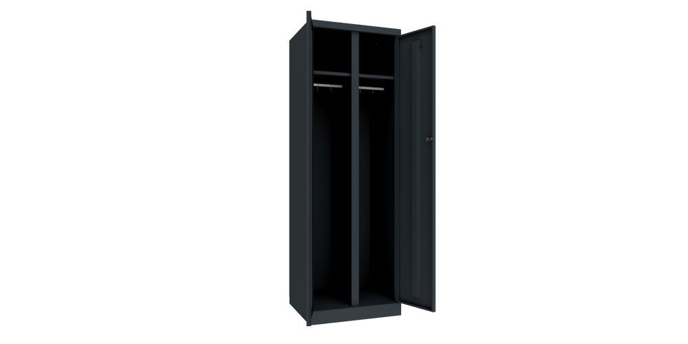 Produktbild Garderobenschrank mit Sockel, 1800x600x500 mm, 2 Abteile, RAL 7016 bild 2