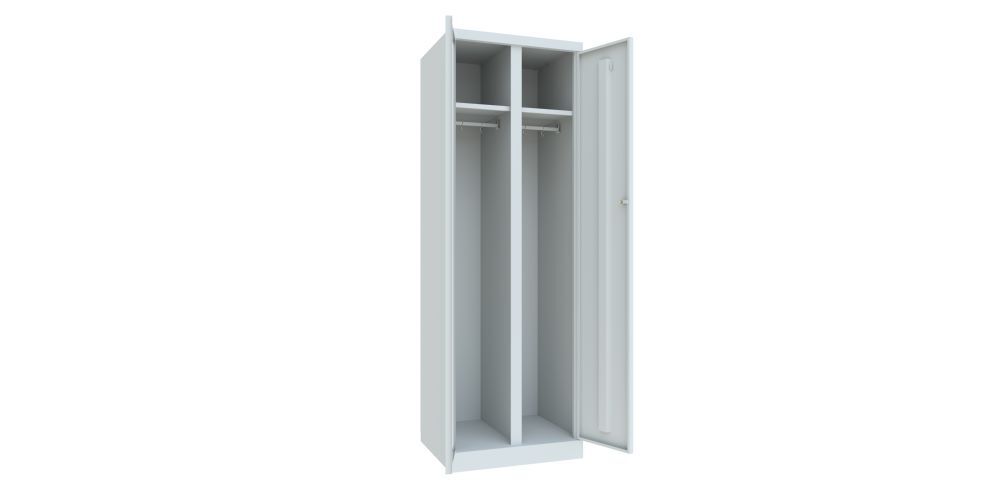 Produktbild Garderobenschrank mit Sockel, 1800x600x500 mm, 2 Abteile, RAL 7035 bild 2