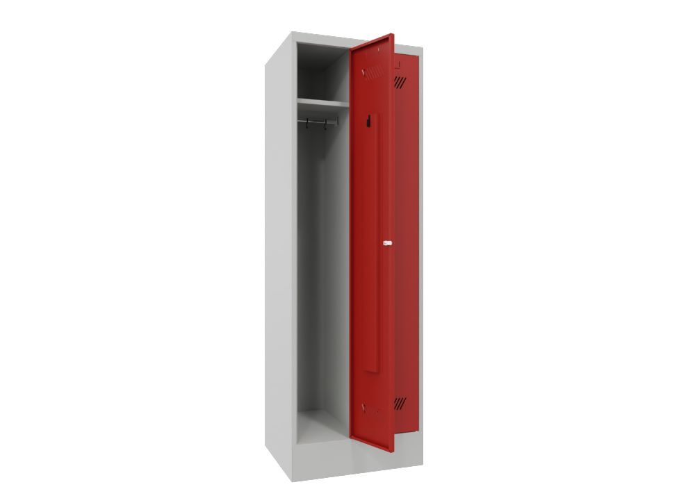 Produktbild Garderobenschrank mit Sockel, 1850x600x500 mm, 2 Abteile, RAL 7035/3000 bild 2