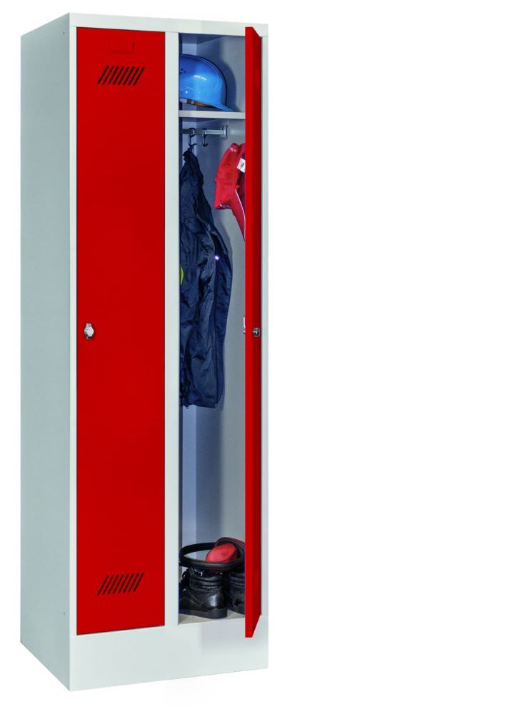 Produktbild Garderobenschrank mit Sockel, 1850x600x500 mm, 2 Abteile, RAL 7035/3000 bild 3