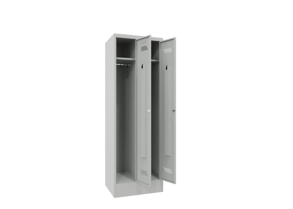 Produktbild Garderobenschrank mit Sockel, 1850x600x500 mm, 2 Abteile, RAL 7035 bild 2