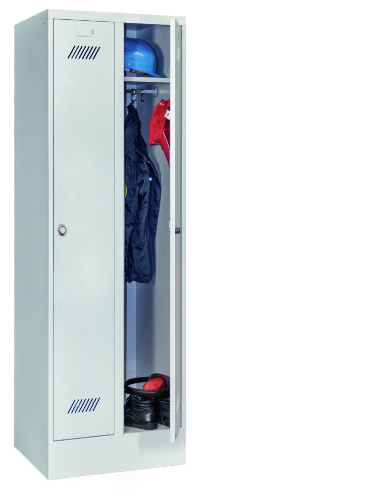 Produktbild Garderobenschrank mit Sockel, 1850x600x500 mm, 2 Abteile, RAL 7035 bild 3