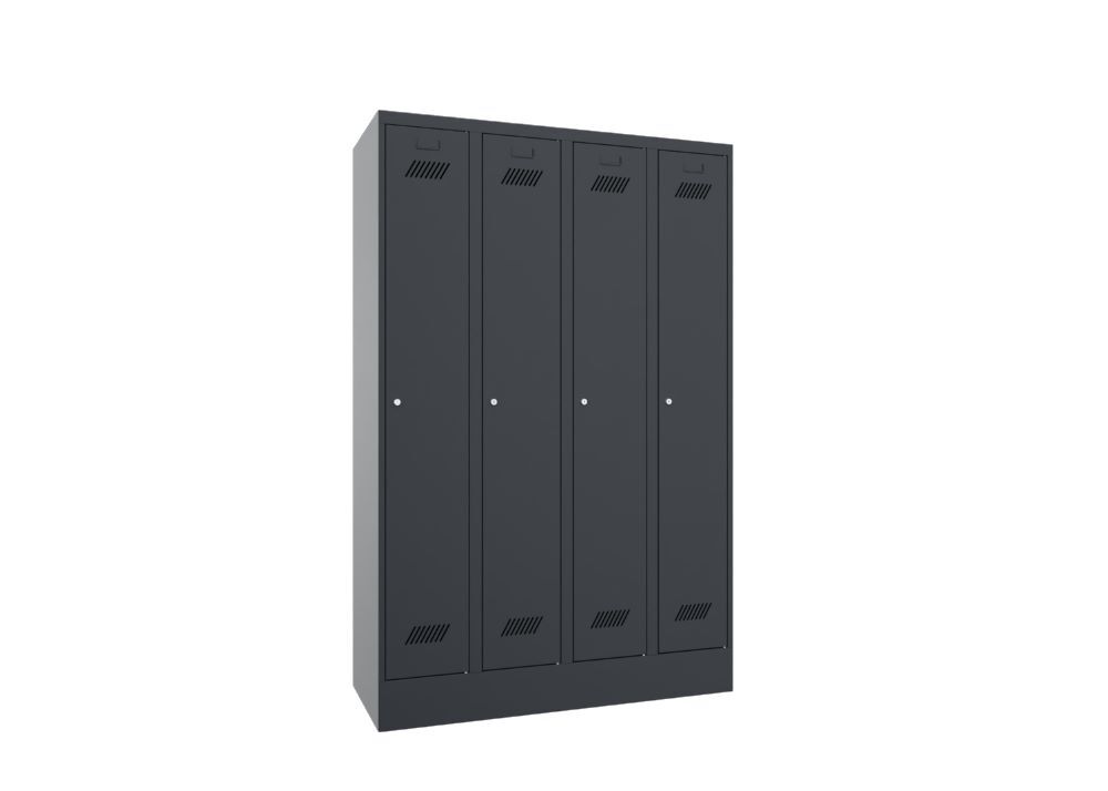 Produktbild PAVOY Garderobenschrank mit Sockel 1850x1200x500 mm 4 Abteile RAL 7016