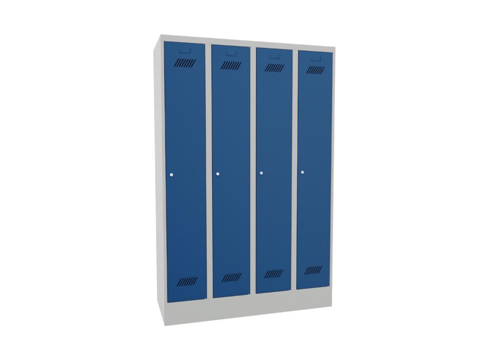 Produktbild Garderobenschrank mit Sockel, 1850x1200x500 mm , 4 Abteile, RAL 7035/5010 bild 2