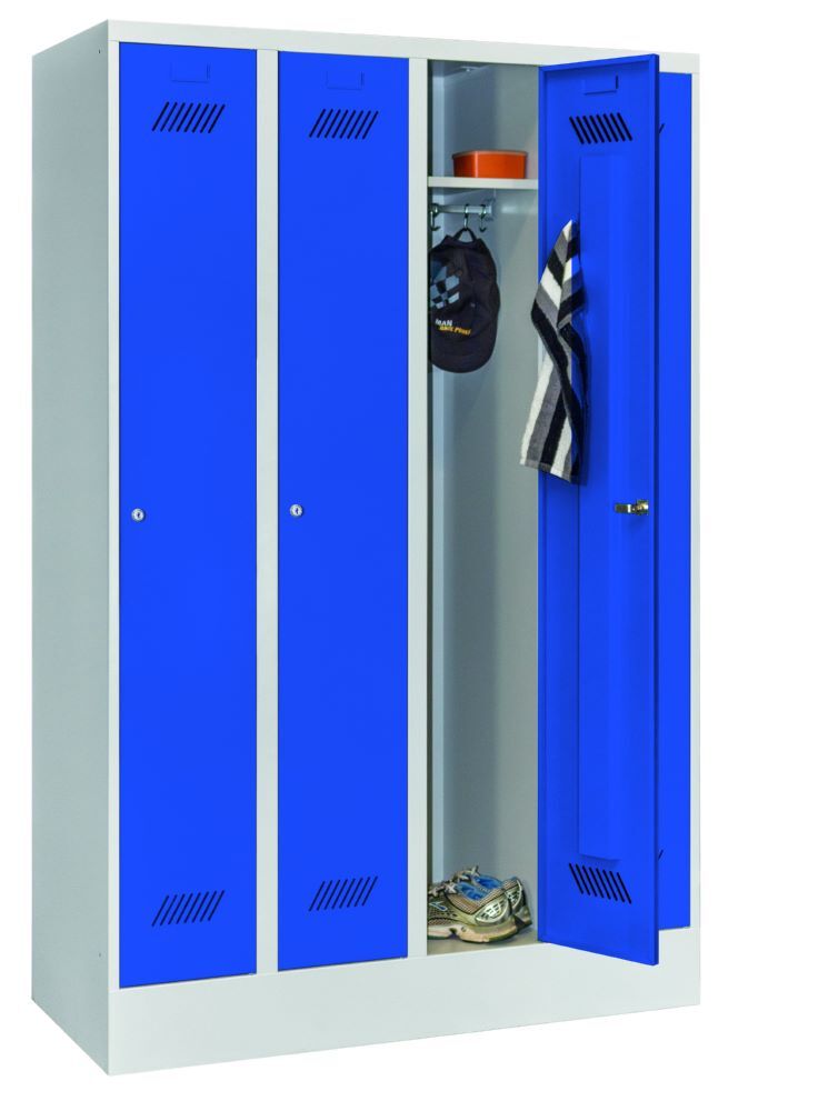 Produktbild PAVOY Garderobenschrank mit Sockel 1850x1200x500 mm 4 Abteile RAL 7035/5010
