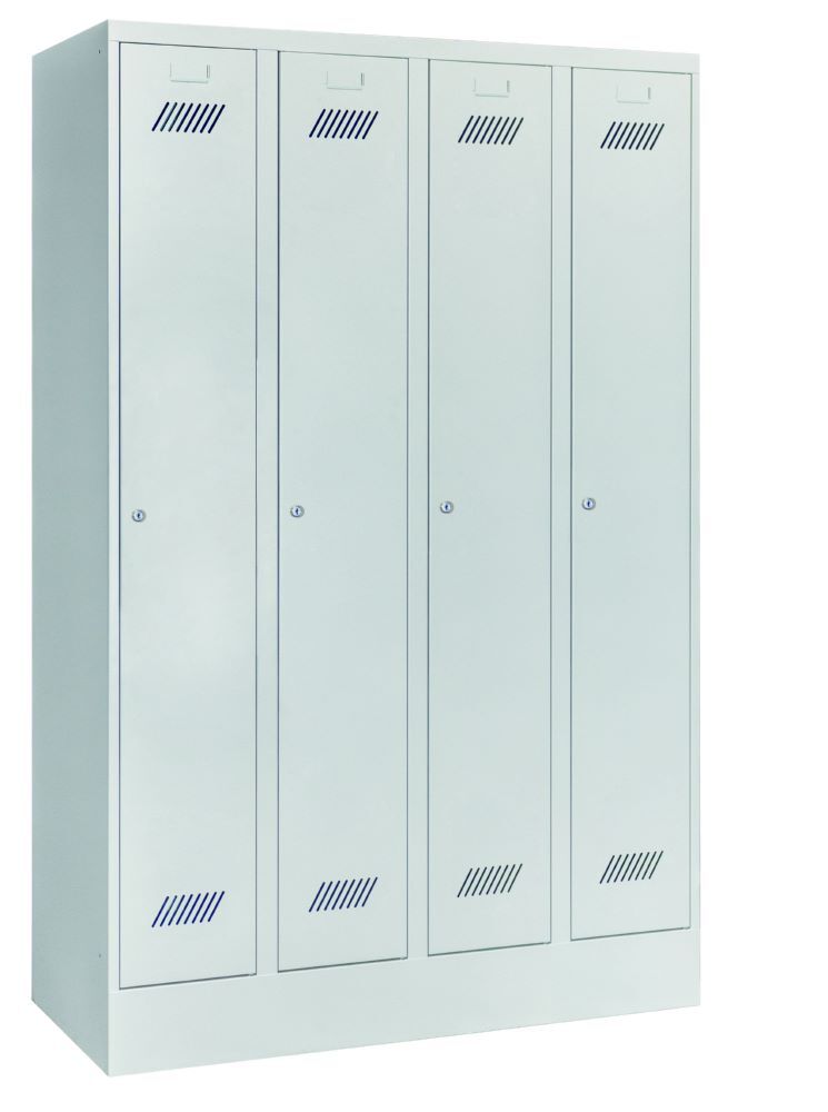 Produktbild PAVOY Garderobenschrank mit Sockel 1850x1200x500 mm 4 Abteile RAL 7035
