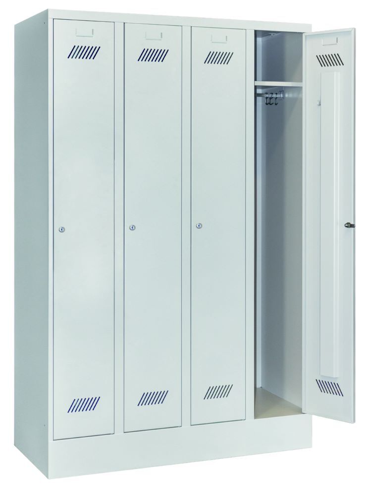 Produktbild Garderobenschrank mit Sockel, 1850x1200x500 mm , 4 Abteile, RAL 7035 bild 2