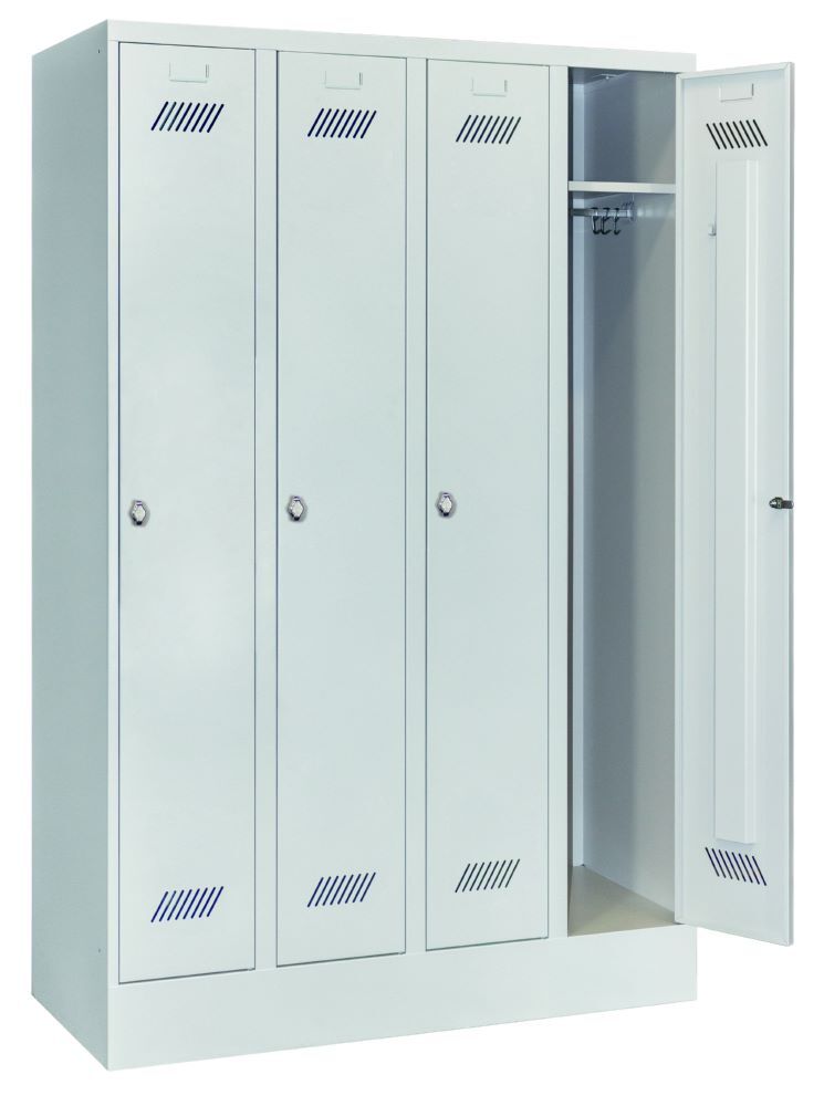 Produktbild Garderobenschrank mit Sockel, 1850x1200x500 mm , 4 Abteile, RAL 7035 bild 2