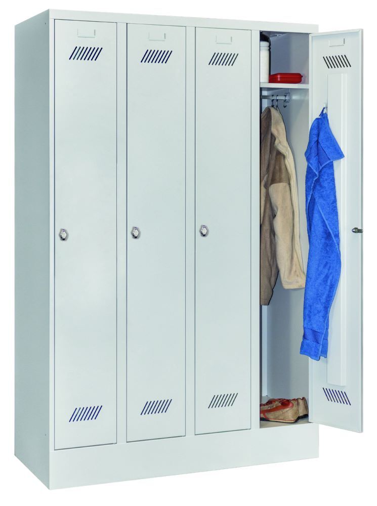 Produktbild Garderobenschrank mit Sockel, 1850x1200x500 mm , 4 Abteile, RAL 7035 bild 3