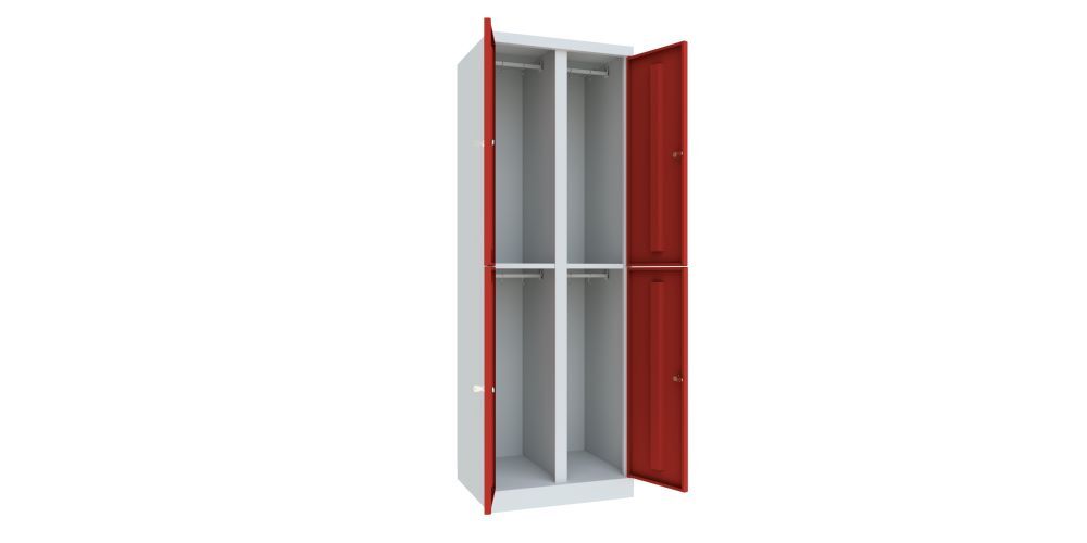 Produktbild Garderobenschrank mit Sockel, 1800x600x500 mm, 4 Fächer, RAL 7035/3000 bild 2