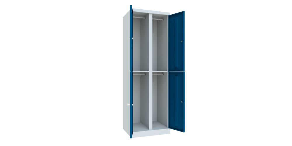 Produktbild Garderobenschrank mit Sockel, 1800x600x500 mm, 4 Fächer, RAL 7035/5010 bild 2