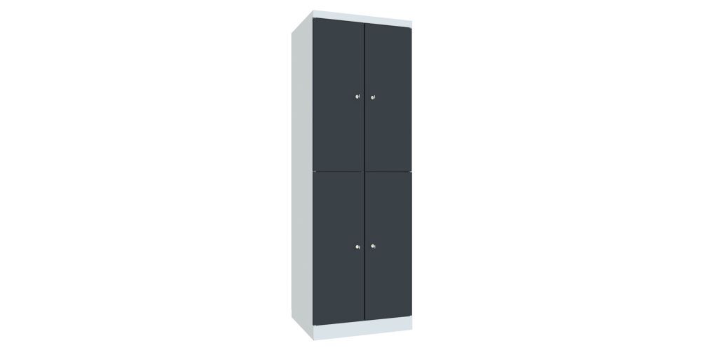 Produktbild PAVOY Garderobenschrank mit Sockel 1800x600x500 mm 4 Fächer RAL 7035/7016