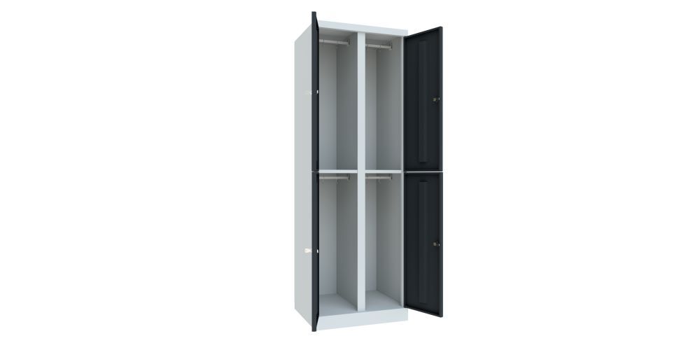 Produktbild Garderobenschrank mit Sockel, 1800x600x500 mm, 4 Fächer, RAL 7035/7016 bild 2