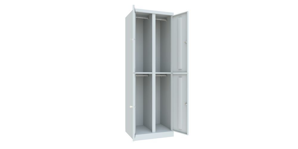 Produktbild Garderobenschrank mit Sockel, 1800x600x500 mm, 4 Fächer, RAL 7035 bild 2